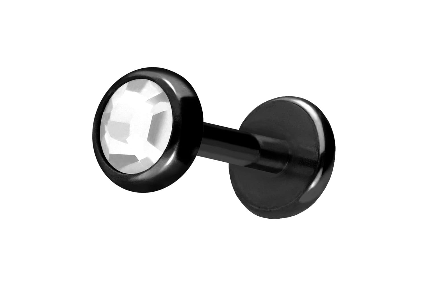 Titan Labret Piercing mit Push Fit KRISTALLDISC